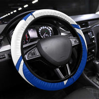 Uruguay Steering Wheel Cover with National Emblem and Sun Symbol Blue White Wave - Wonder Print Shop