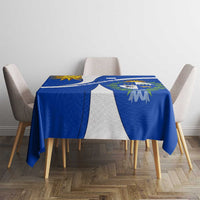 Uruguay Tablecloth with National Emblem and Sun Symbol Blue White Wave - Wonder Print Shop