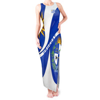 Uruguay Tank Maxi Dress with National Emblem and Sun Symbol Blue White Wave - Wonder Print Shop