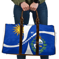 Uruguay Travel Bag with National Emblem and Sun Symbol Blue White Wave - Wonder Print Shop