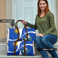 Uruguay Travel Bag with National Emblem and Sun Symbol Blue White Wave - Wonder Print Shop