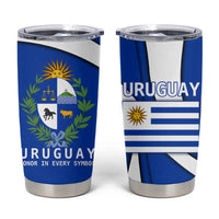 Uruguay Tumbler Cup with National Emblem and Sun Symbol Blue White Wave - Wonder Print Shop