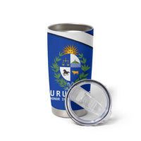 Uruguay Tumbler Cup with National Emblem and Sun Symbol Blue White Wave - Wonder Print Shop