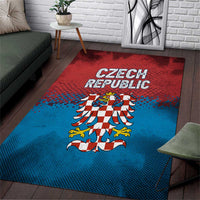 Czech Republic Area Rug with Blue Red Gradient Design and National Coat of Arms - Wonder Print Shop