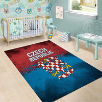 Czech Republic Area Rug with Blue Red Gradient Design and National Coat of Arms - Wonder Print Shop