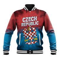 Czech Republic Baseball Jacket with Blue Red Gradient Design and National Coat of Arms - Wonder Print Shop