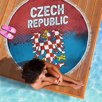 Czech Republic Beach Blanket with Blue Red Gradient Design and National Coat of Arms - Wonder Print Shop