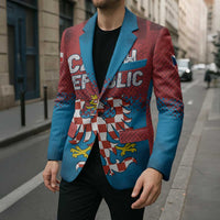 Czech Republic Blazer with Blue Red Gradient Design and National Coat of Arms - Wonder Print Shop