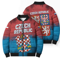 Czech Republic Bomber Puffer Jacket with Blue Red Gradient Design and National Coat of Arms - Wonder Print Shop