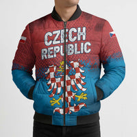 Czech Republic Bomber Puffer Jacket with Blue Red Gradient Design and National Coat of Arms - Wonder Print Shop
