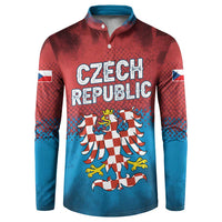 Czech Republic Button Sweatshirt with Blue Red Gradient Design and National Coat of Arms - Wonder Print Shop
