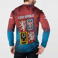 Czech Republic Button Sweatshirt with Blue Red Gradient Design and National Coat of Arms - Wonder Print Shop