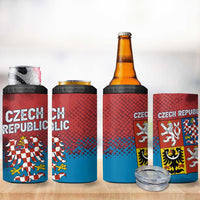 Czech Republic 4 in 1 Can Cooler Tumbler with Blue Red Gradient Design and National Coat of Arms - Wonder Print Shop