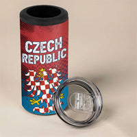 Czech Republic 4 in 1 Can Cooler Tumbler with Blue Red Gradient Design and National Coat of Arms - Wonder Print Shop