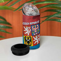Czech Republic 4 in 1 Can Cooler Tumbler with Blue Red Gradient Design and National Coat of Arms - Wonder Print Shop