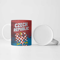 Czech Republic Ceramic Mug with Blue Red Gradient Design and National Coat of Arms - Wonder Print Shop