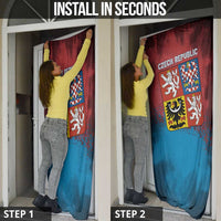 Czech Republic Door Cover with Blue Red Gradient Design and National Coat of Arms - Wonder Print Shop