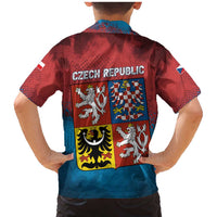 Czech Republic Family Matching Mermaid Dress and Hawaiian Shirt with Blue Red Gradient Design and National Coat of Arms - Wonder Print Shop