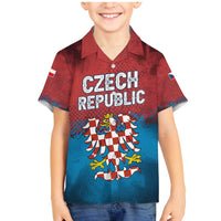 Czech Republic Family Matching Mermaid Dress and Hawaiian Shirt with Blue Red Gradient Design and National Coat of Arms - Wonder Print Shop