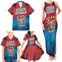 Czech Republic Family Matching Tank Maxi Dress and Hawaiian Shirt with Blue Red Gradient Design and National Coat of Arms - Wonder Print Shop