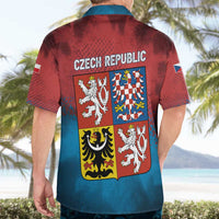 Czech Republic Hawaiian Shirt with Blue Red Gradient Design and National Coat of Arms - Wonder Print Shop