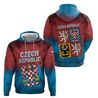 Czech Republic Hoodie with Blue Red Gradient Design and National Coat of Arms - Wonder Print Shop