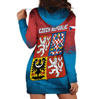 Czech Republic Hoodie Dress with Blue Red Gradient Design and National Coat of Arms - Wonder Print Shop