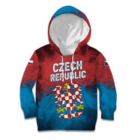 Czech Republic Kid Hoodie with Blue Red Gradient Design and National Coat of Arms - Wonder Print Shop