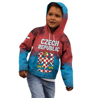Czech Republic Kid Hoodie with Blue Red Gradient Design and National Coat of Arms - Wonder Print Shop