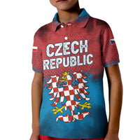 Czech Republic Kid Polo Shirt with Blue Red Gradient Design and National Coat of Arms - Wonder Print Shop