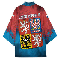 Czech Republic Kimono with Blue Red Gradient Design and National Coat of Arms - Wonder Print Shop