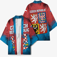 Czech Republic Kimono with Blue Red Gradient Design and National Coat of Arms - Wonder Print Shop