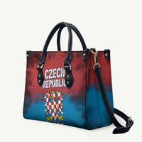Czech Republic Leather Bag with Blue Red Gradient Design and National Coat of Arms - Wonder Print Shop