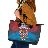 Czech Republic Leather Tote Bag with Blue Red Gradient Design and National Coat of Arms - Wonder Print Shop