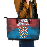 Czech Republic Leather Tote Bag with Blue Red Gradient Design and National Coat of Arms - Wonder Print Shop