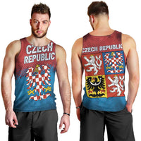 Czech Republic Men Tank Top with Blue Red Gradient Design and National Coat of Arms - Wonder Print Shop