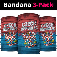 Czech Republic Neck Gaiter with Blue Red Gradient Design and National Coat of Arms TS04