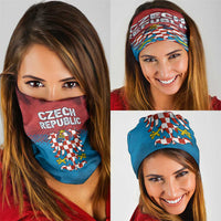 Czech Republic Neck Gaiter with Blue Red Gradient Design and National Coat of Arms TS04