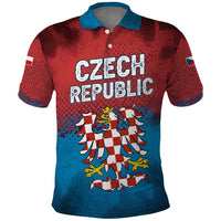 Czech Republic Polo Shirt with Blue Red Gradient Design and National Coat of Arms - Wonder Print Shop