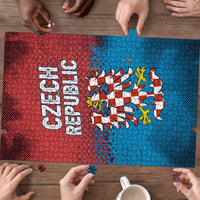 Czech Republic Puzzle with Blue Red Gradient Design and National Coat of Arms - Wonder Print Shop