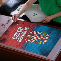 Czech Republic Puzzle with Blue Red Gradient Design and National Coat of Arms - Wonder Print Shop