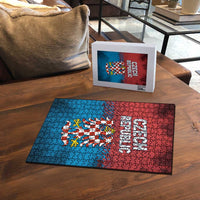 Czech Republic Puzzle with Blue Red Gradient Design and National Coat of Arms - Wonder Print Shop