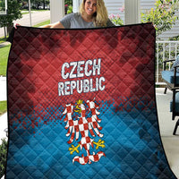 Czech Republic Quilt with Blue Red Gradient Design and National Coat of Arms - Wonder Print Shop