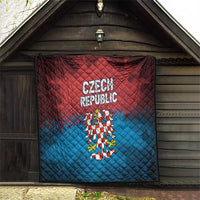 Czech Republic Quilt with Blue Red Gradient Design and National Coat of Arms - Wonder Print Shop