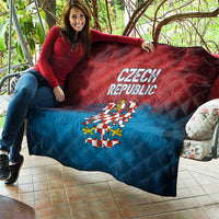 Czech Republic Quilt with Blue Red Gradient Design and National Coat of Arms - Wonder Print Shop