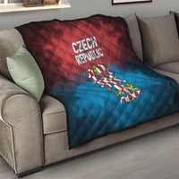 Czech Republic Quilt with Blue Red Gradient Design and National Coat of Arms - Wonder Print Shop