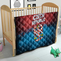 Czech Republic Quilt with Blue Red Gradient Design and National Coat of Arms - Wonder Print Shop