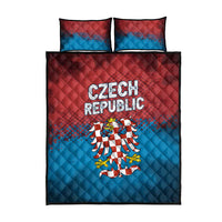 Czech Republic Quilt Bed Set with Blue Red Gradient Design and National Coat of Arms - Wonder Print Shop