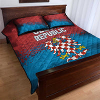 Czech Republic Quilt Bed Set with Blue Red Gradient Design and National Coat of Arms - Wonder Print Shop