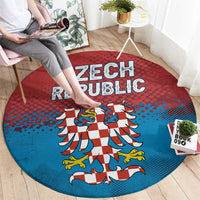 Czech Republic Round Carpet with Blue Red Gradient Design and National Coat of Arms - Wonder Print Shop